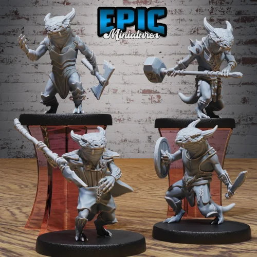Lizardfolk Challenger / Lizardfolk Spear / Lizardfolk Hammer / Lizardfolk Shield Set