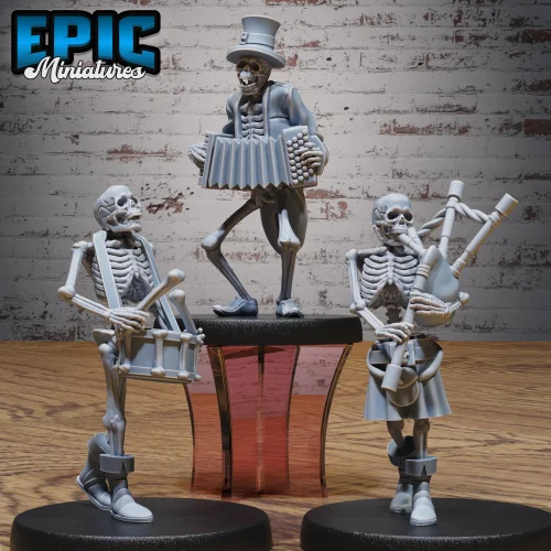 Skeleton Musician Bagpipes / Skeleton Musician Accordion / Skeleton Musician Drums Set