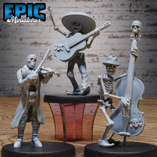 Skeleton Musician Guitar / Skeleton Musician Violin / Skeleton Musician Double Bass Set