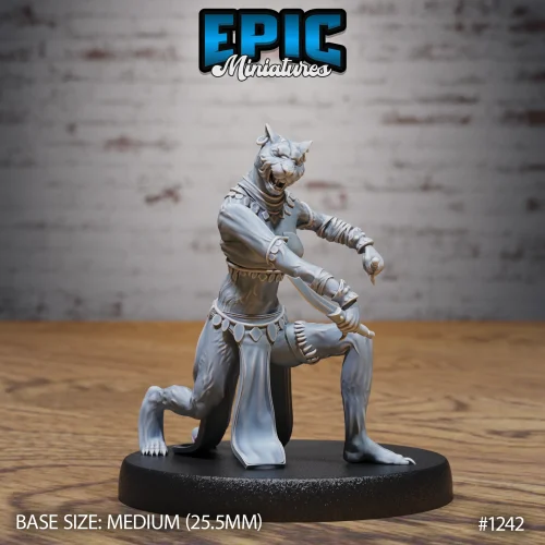 Catfolk Jaguar Huntress Attacking (Medium)