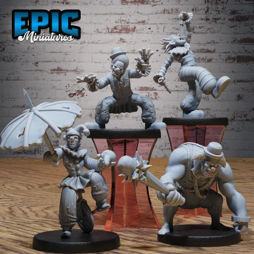 Horror Clown Unicycle / Horror Clown Mime / Horror Clown Sword Swallower / Horror Clown Brute Set