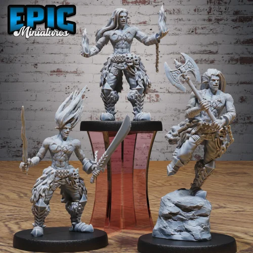 Fire Genasi Magic / Fire Genasi Axe / Fire Genasi Dual Sword Set