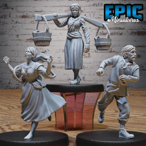 Villager Panicked Man / Villager Panicked Woman / Villager Water Carrier Set